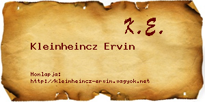 Kleinheincz Ervin névjegykártya